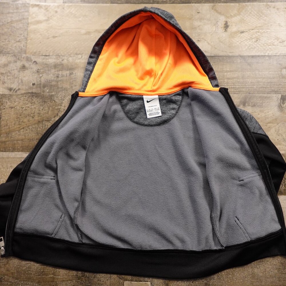 Nike Therma-FIT‎ Full Zip Hoodie Kids XS (4) Gray Black Orange - Picture 7 of 8
